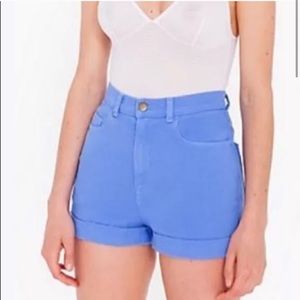 American Apparel cornflower blue highwaist shorts